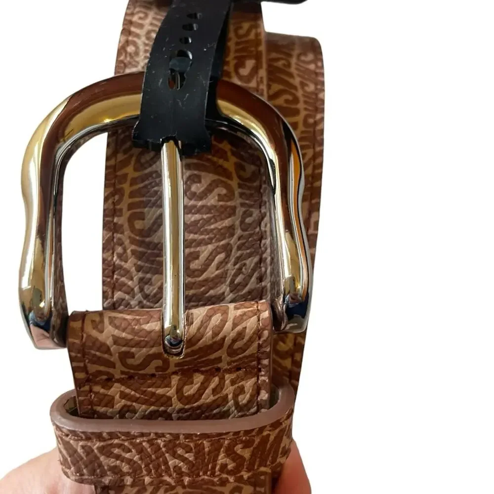 Steve Madden Womens Size XL Fish-Eye-Logo Waist Belt in‎ Brown NWT